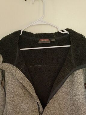 Men's Gray Zip-Up Sherpa Lined Sweater Hoodie